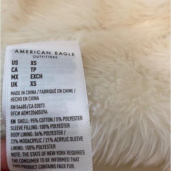 American Eagle Faux Shearling-Lined Denim Jacket With Button & Zip Closure XS - Picture 8 of 14